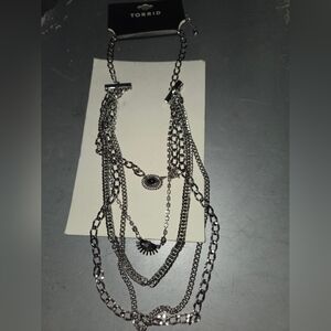 Torrid Necklace Layered Silver Tone Stacked 5 Steand New With Tags